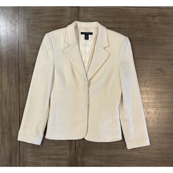 Kenneth Cole Womens Cream Blazer With Silver Shimmer Wool Blend Lined Size 4 VTG - Picture 13 of 13